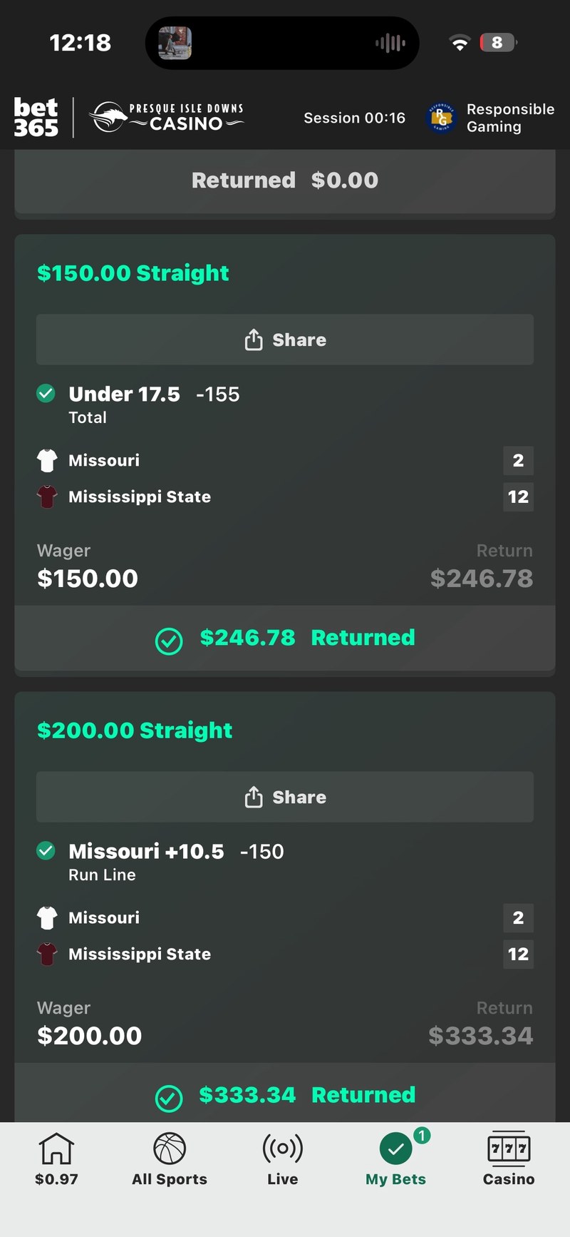 Member payout